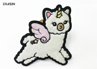 Furry Fabric Hand Embroidered Patches Unicorn Pattern For Children